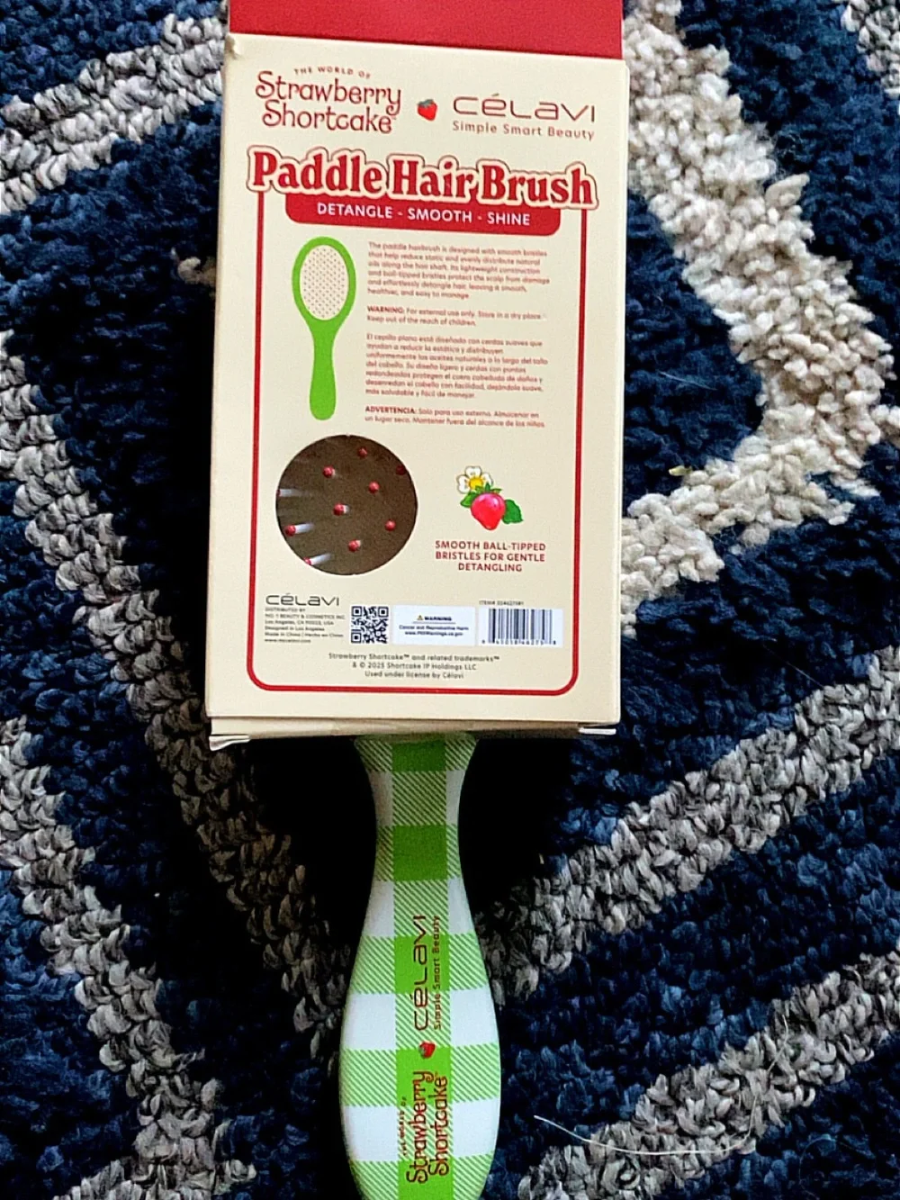 Paddle Hair Brush – Green Check Hair Brush